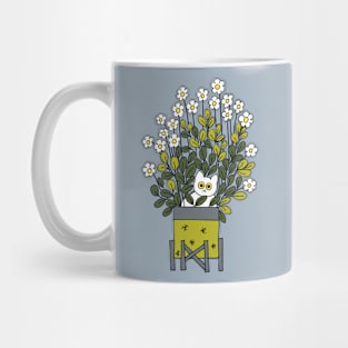 White cat in planter Mug